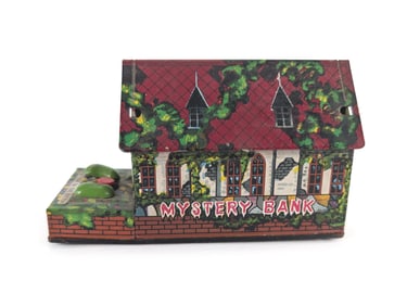 Japanese TN Windup Tin Litho Mystery Bank Works