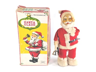 Alps Japanese Mechanical Windup Santa Claus Boxed Works
