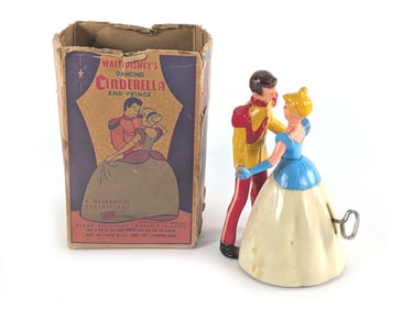 Irwin Walt Disney Mechanical Windup Cinderella & Prince Hard Plastic Boxed Works