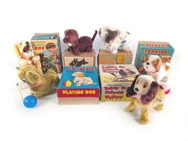 6 Japanese TN TTT MN Alps Marx Windup Mechanical Dogs Works MIB