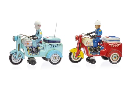 Yoshiya (KO) Japanese Tin Police Department Motorcycle Lot of 2
