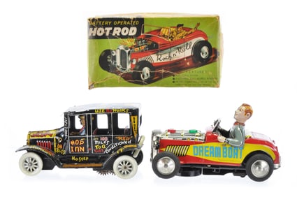 Nomura TN Dream Boat Tin Hot Rod and Marx Jalopy Old Timer Lot of 2