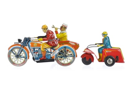Motorcycle Lot of 2, Paya and Ly-Lint Tin Toys