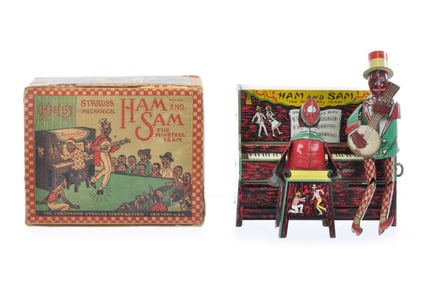Ham and Sam Tin Windup Minstrel Team by Ferdinand Strauss