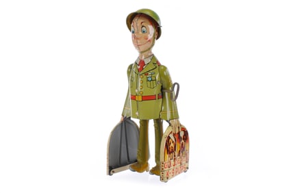 Extra Clean Unique Art G.I. Joe and His Pups Tin Windup