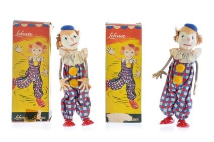 Unusual Schuco Boxed Clown Set of 2 Windups