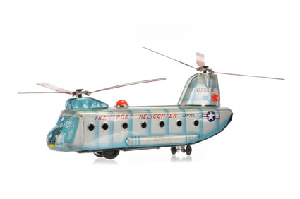 Daiya Vertol Transport 107 1950 Post-WWII Tin Litho Army Helicopter Chopper Rare