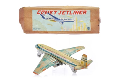 Boxed Yonezawa Comet Tin Japanese Jet Airplane