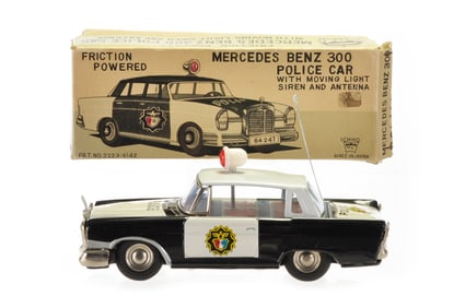 Ichiko Mercedes Benz 300 Police Car Japanese Tin Friction Toy Boxed