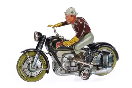 Fantastic Boxed Arnold MAC German Tin Windup Motorcycle
