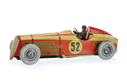 Large CR #52 Tin Windup Race Car, France