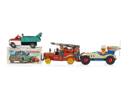 ATC, SSS, YONE, Tin Race Car and Truck Lot of 3