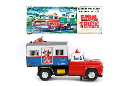ALPS Tin Litho Batt. Op. No. 21508 Mystery Action Farm Truck Boxed