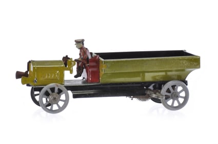 Early J. Distler Tin Windup Truck with Windup and Rider