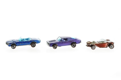 Purple Custom Barracuda with Purple Interior, Hong Kong Firebird in Blue, Beatnik