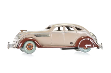 1935 Chrysler Airflow Tin Car in Tan and Brown