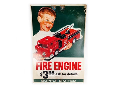 Huge Texaco Wen-Mac Fire Engine Store Display Sign Double Sided