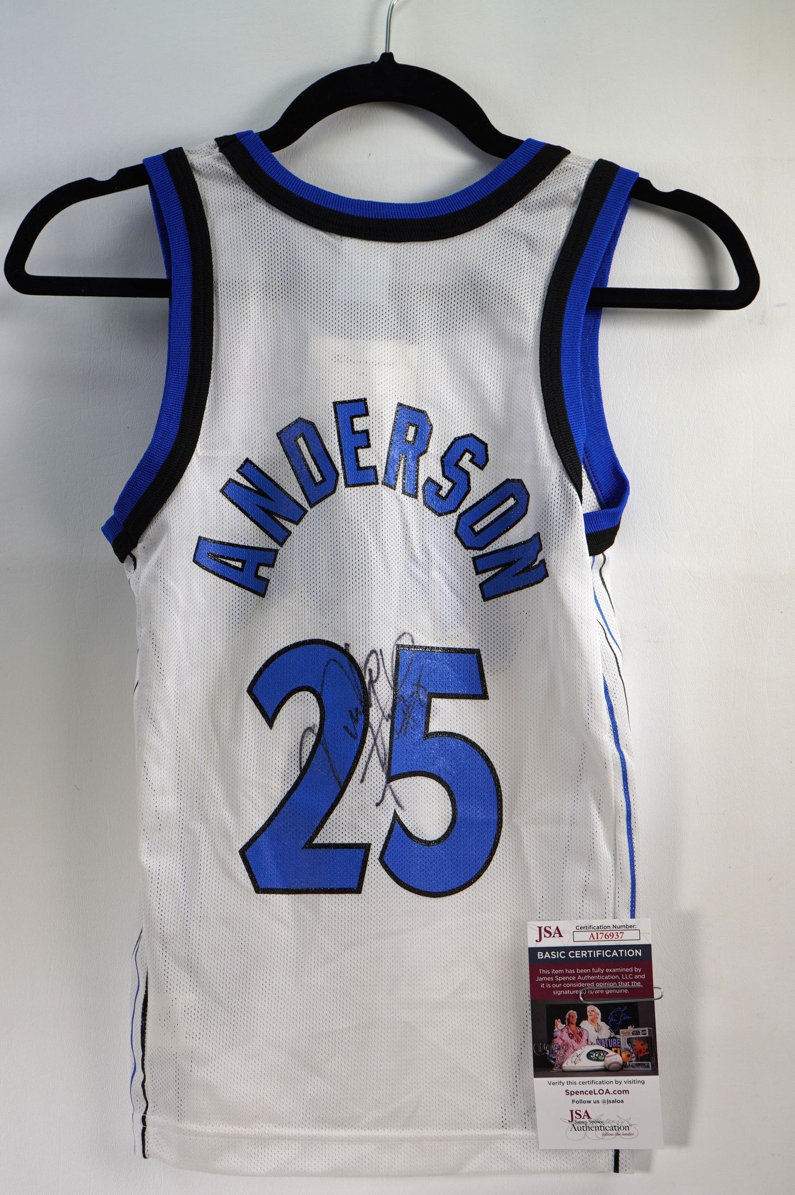Nick Anderson No. 25 AUTOGRAPHED Jersey Orlando Magic w/COA