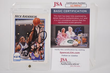 Nick Anderson No. 25 AUTOGRAPHED Trading Card Orlando Magic w/COA