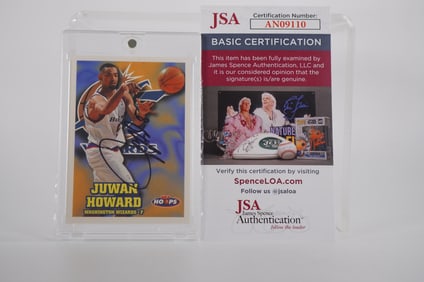 Juwan Howard No. 5 Autographed Trading Card Washington Bullets w/COA