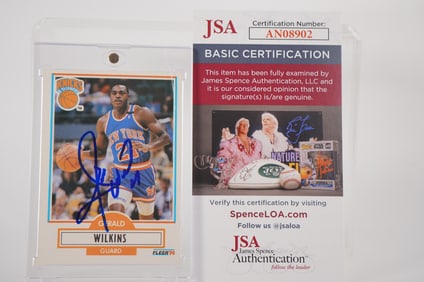 Gerald Wilkins No. 21 Autographed Trading Card New York Knicks w/COA