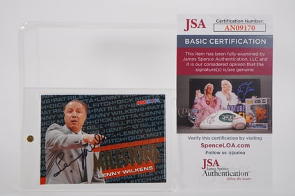 Lenny Wilkens Coach Autographed Trading Card Atlanta Hawks w/COA