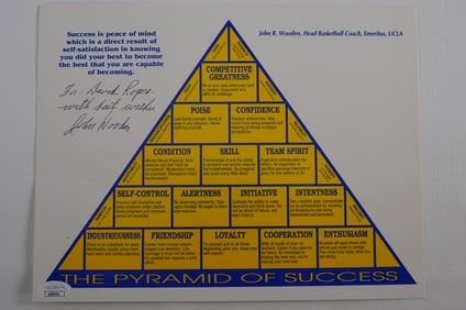 John Wooden AUTOGRAPHED Success 10 x 8 Color Poster w/COA