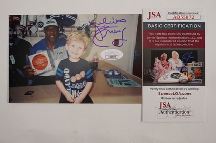 Julius Erving AUTOGRAPHED 4 x 6 Color Photo w/COA