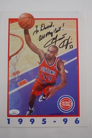 Grant Hill No. 33 AUTOGRAPHED 8.5 x 11 Color Photo Detroit Pistons w/COA
