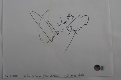 Artis Gilmore ("The A-Train") No. 53 AUTOGRAPHED Signature Page Chicago Bulls w/COA