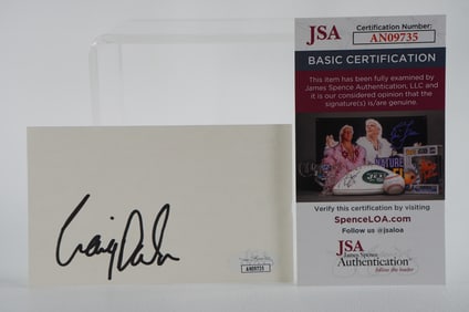 Craig Barlow AUTOGRAPHED Signature Index Card w/COA