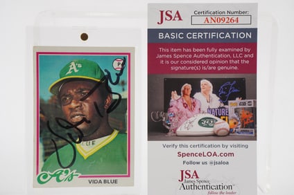 Vida Blue No. 35 Oakland A's AUTOGRAPHED Trading Card w/COA