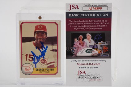 George Foster No. 15 Cincinnati Reds AUTOGRAPHED Trading Card w/COA
