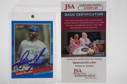 Dave Parker No. 39 Milwaukee Brewers AUTOGRAPHED Trading Card w/COA