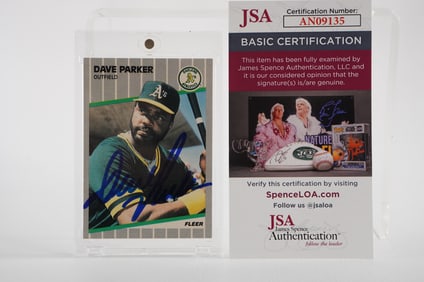 Dave Parker No. 17 Oakland A's AUTOGRAPHED Trading Card w/COA