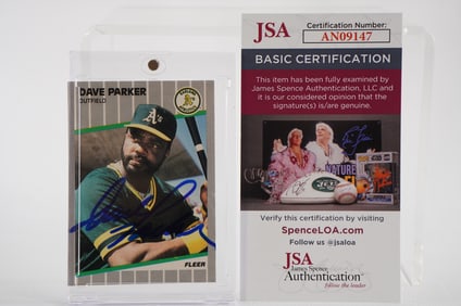 Dave Parker No. 17 Oakland A's AUTOGRAPHED Trading Card w/COA