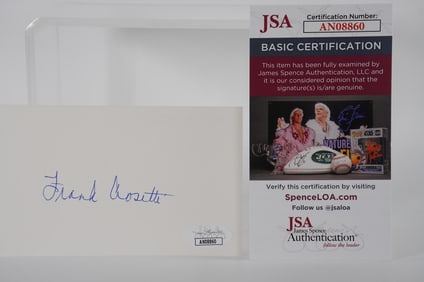 Frank Crosetti AUTOGRAPHED Signature Index Card w/COA