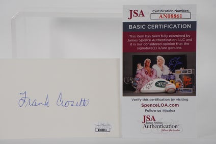 Frank Crosetti AUTOGRAPHED Signature Index Card w/COA