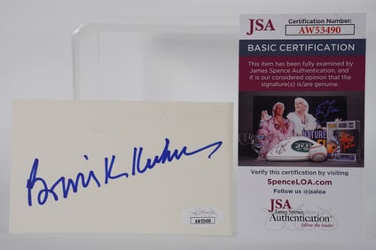 Bowie Kuhn AUTOGRAPHED Signature Index Card w/COA