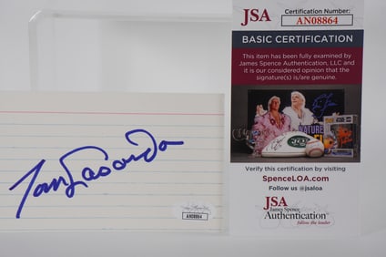 Tom Lasorda AUTOGRAPHED Signature Index Card w/COA