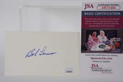 Bob Lemon AUTOGRAPHED Signature Index Card w/COA