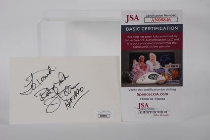 Jim Palmer AUTOGRAPHED Signature Index Card w/COA