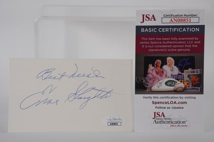 Enos Slaughter AUTOGRAPHED Signature Index Card w/COA