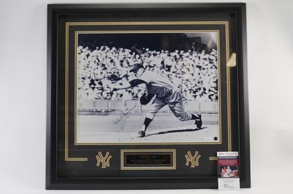 Whitey Ford No. 16 New York Yankees AUTOGRAPHED Framed B & W Photo w/COA