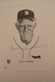 Sparky Anderson No. 11 Detroit Tigers AUTOGRAPHED 8.5 x 11 B & W Photo w/COA