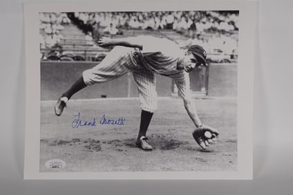Frank Crosetti New York Yankees AUTOGRAPHED 11 x 8.5 B & W Photo w/COA
