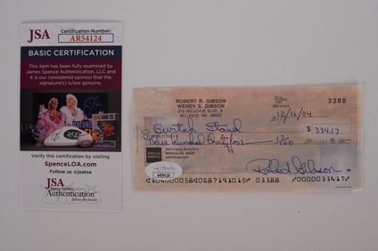 Bob Gibson AUTOGRAPHED Signed Check w/COA