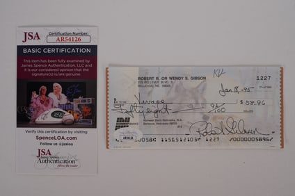 Bob Gibson AUTOGRAPHED Signed Check w/COA