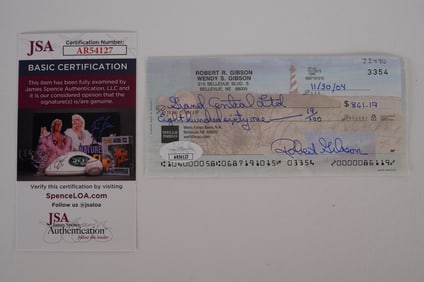 Bob Gibson AUTOGRAPHED Signed Check w/COA