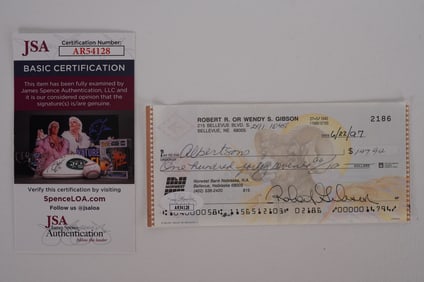 Bob Gibson AUTOGRAPHED Signed Check w/COA
